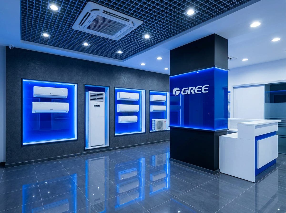 Ankara'da Gree klima çözümleri · showroom sergi ortamı (temsili görsel)